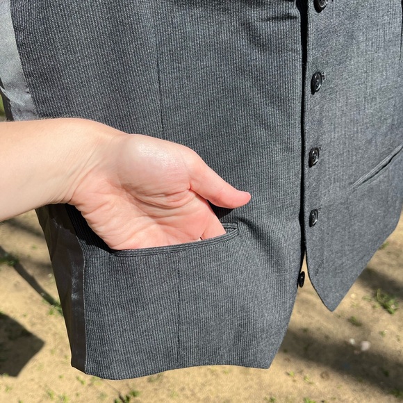 Gray Pinstripe Waistcoat Vest - Picture 3 of 6